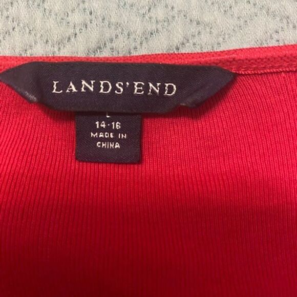Lands' end Red V-neck button down sweater, size 14-16 - Picture 5 of 5